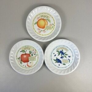 Himark Golden Pie Collection Fruit Dessert Plates Set of 3 Apple Peach Blueberry
